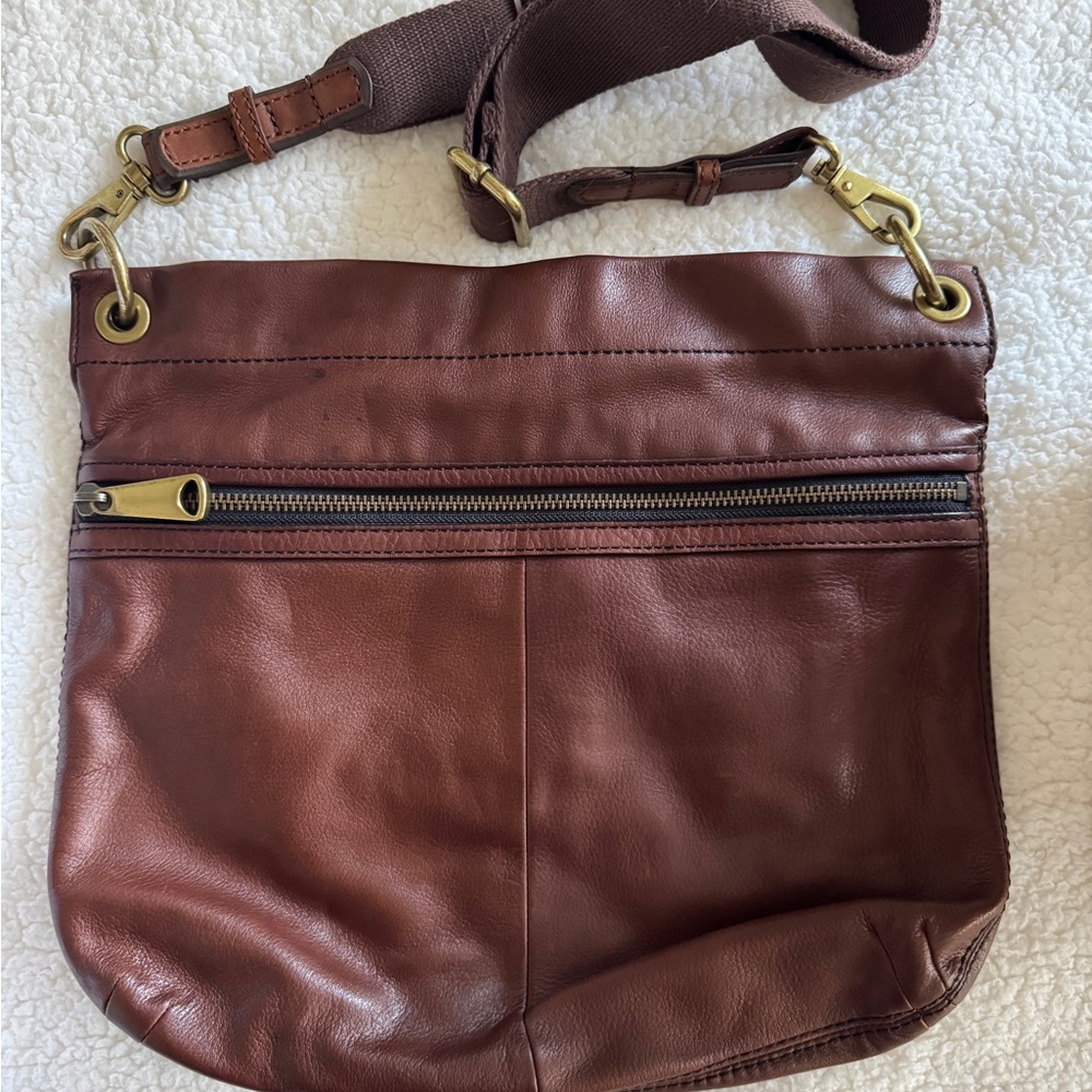 Fossil Brown Leather Crossbody Bag